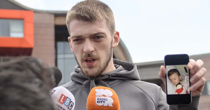 Alfie Evans' father proudly shows off baby son Thomas at Everton game