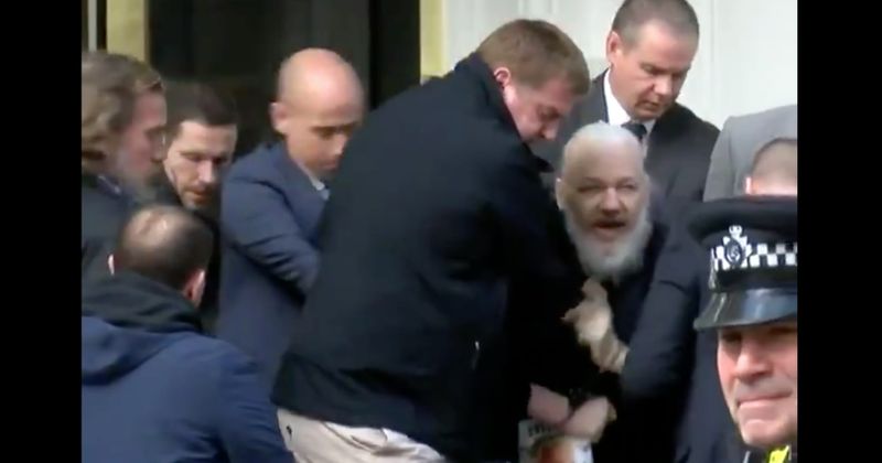 Julian Assange screams desperate plea as he is dragged out of Ecuador embassy: 'UK must resist'