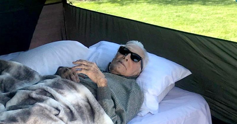 Kirk Douglas goes camping at 102 proving that age is just a number