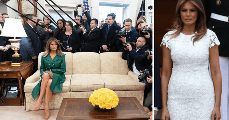 Melania Trump dazzles in lace dress as White House shares 'bizarre' photo to mark her 49th birthday