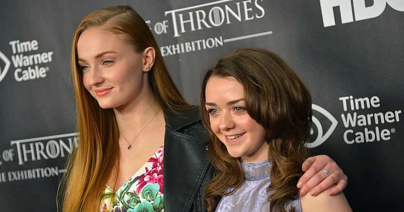 Maisie Williams and Sophie Turner celebrate victory over the Night King in 'Game of Thrones' season 8 episode 3
