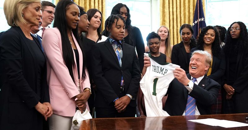Donald Trump gets jersey from Baylor women’s basketball team, boasts of having 'beautiful arms'