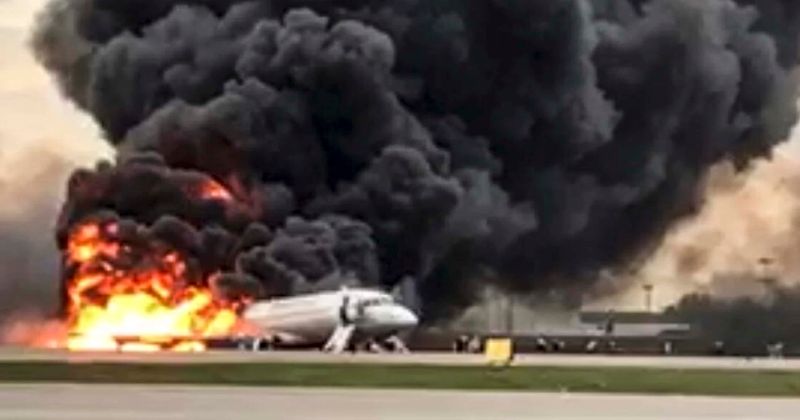Russian plane was struck by lightning moments before bursting into flames, passengers claim