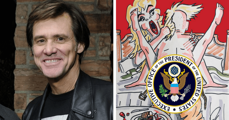 Jim Carrey paints a series of mean portraits on Trump and no one knows where to look