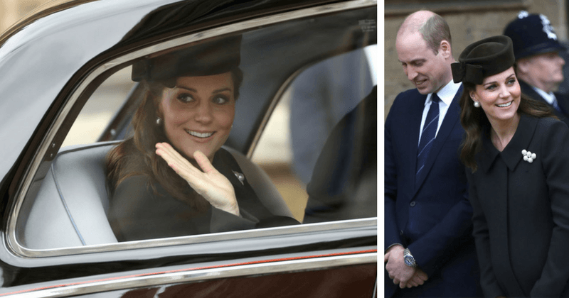 Heavily pregnant Kate Middleton attends Easter church service with Prince William as due date approaches