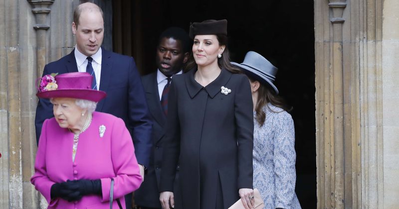 Heavily pregnant Kate Middleton attends Easter church service with Prince William as due date approaches