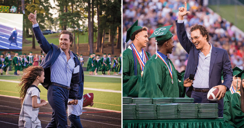 Matthew McConaughey goes back to collect his high school diploma and moves crowd with amazing speech