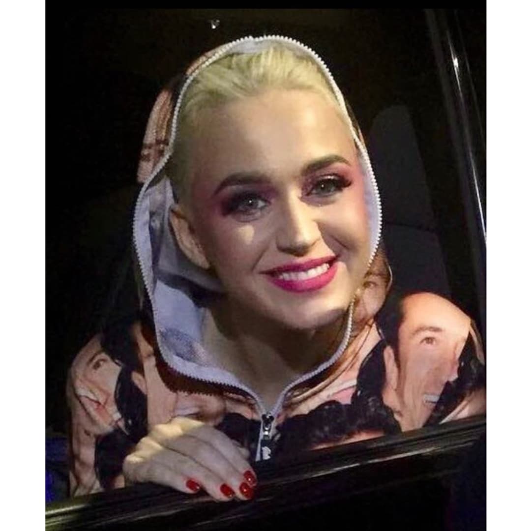 Katy was seen wearing a onesie with Orlando's face on it (Instagram)