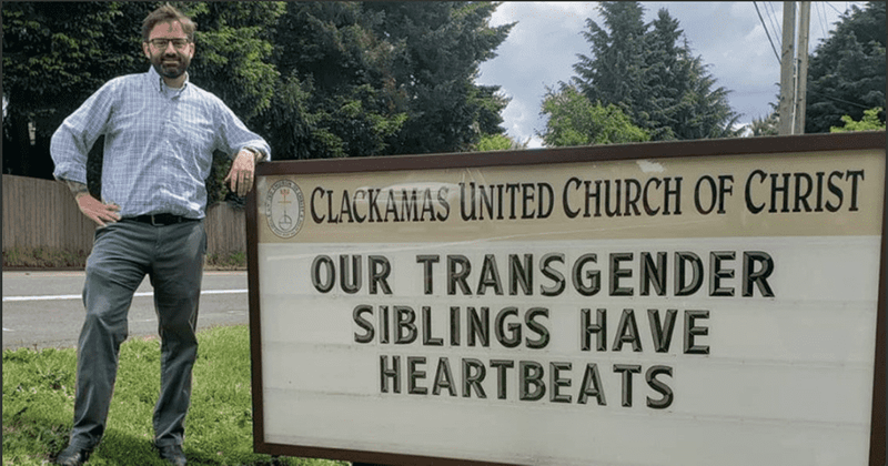 Oregon church declares transgenders have 'heartbeats' too, slams white supremacy in political street signs