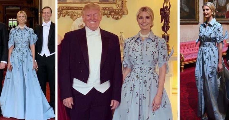 Ivanka Trump stuns in simple blue Carolina Herrera gown for first state banquet at Buckingham Palace