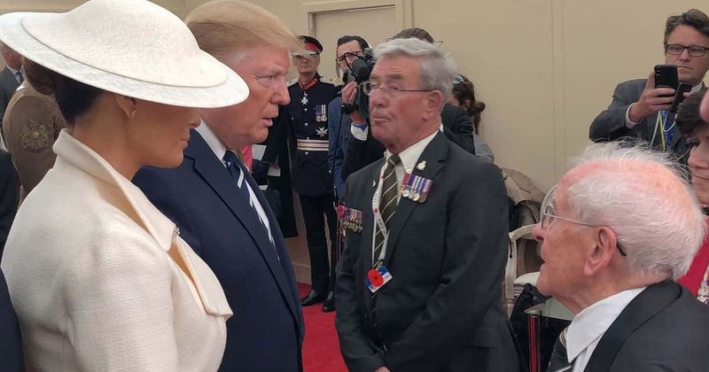D-Day veteran who jokingly flirted with Melania Trump may have given the Queen a 'little nudge' as well
