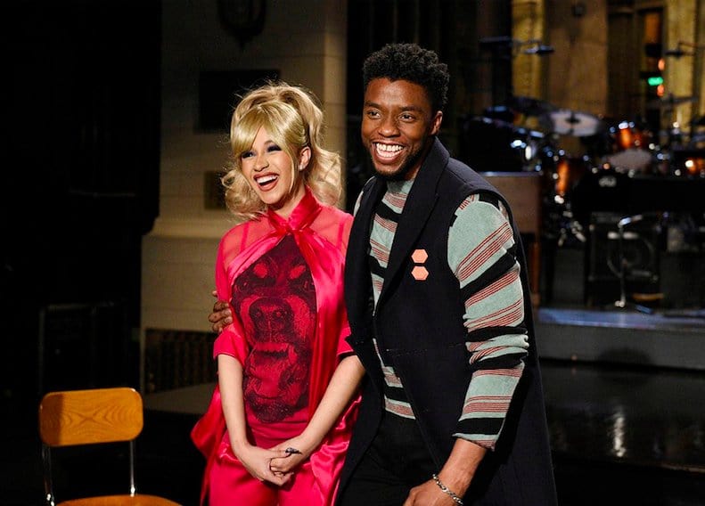 Cardi B and Chadwick Boseman (Twitter)