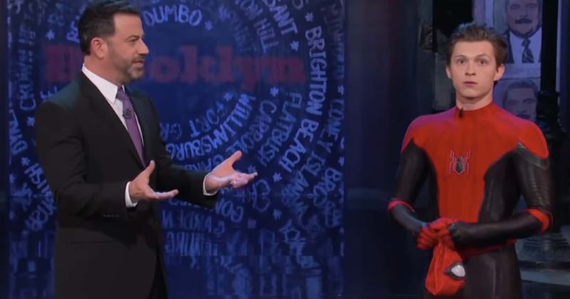 'Jimmy Kimmel Live' features purported 'Spider-Man: Far From Home' scene with Tom Holland and host
