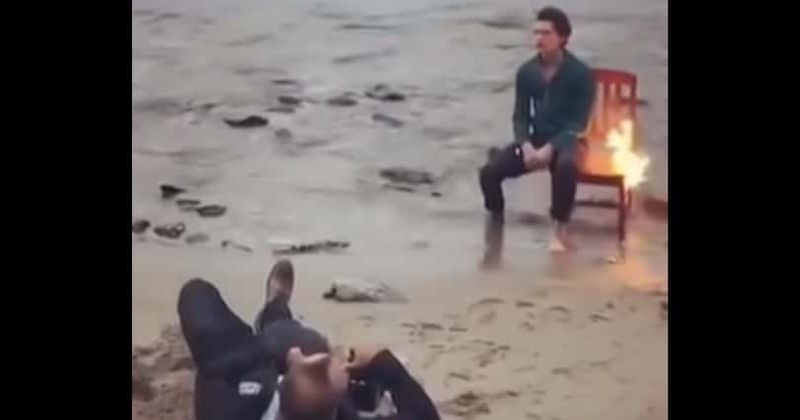 Video shows Tom Holland almost get engulfed in flames as daring photoshoot goes awry