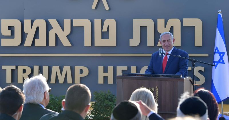 Israeli PM Netanyahu dedicates new settlement in Golan Heights to US president, calls it 'Trump Heights'