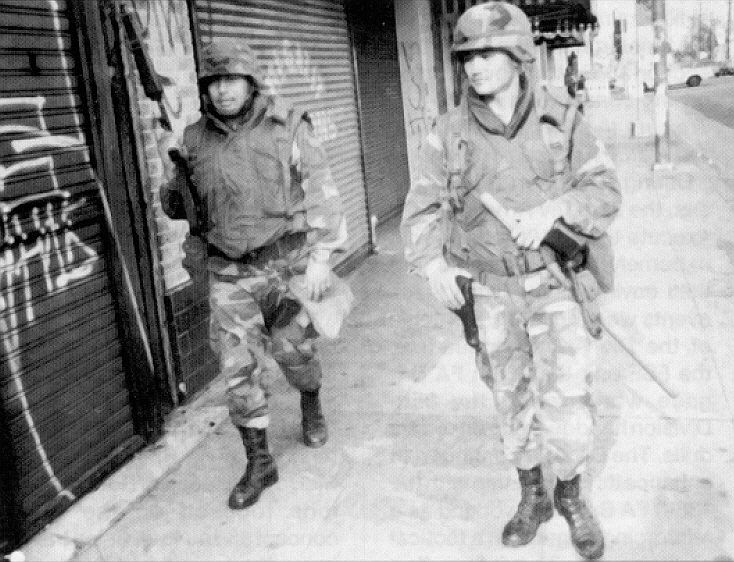 A deployment of the California National Guard and thousands of additional troops helped calm the riots down in the next three days (Source: Wikipedia)