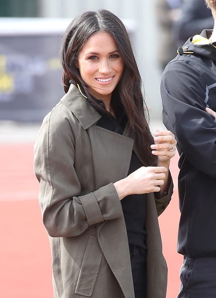 Meghan Markle attends the UK Team Trials for the Invictus Games Sydney 2018 at the University of Bath Sports Training Village on April 6, 2018 in Bath, England. (Photo by Chris Jackson/Getty Images)