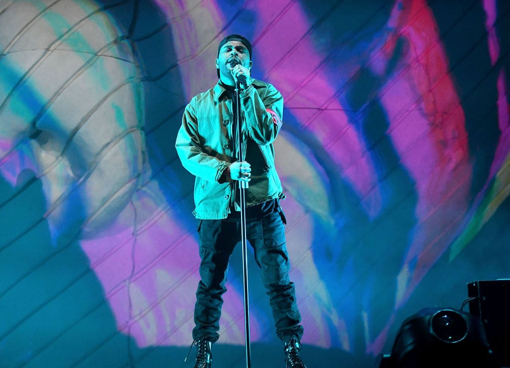 The Weeknd performs on the Outdoor stage during week 1, day 1 of the Coachella Valley Music And Arts Festival on April 13, 2018 in Indio, California. (Photo by Scott Dudelson/Getty Images for Coachella )