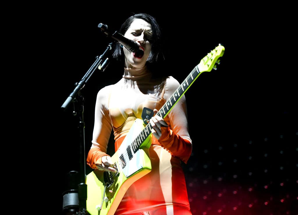 St. Vincent performs on the Mojave stage during week 1, day 1 of the Coachella Valley Music And Arts Festival on April 13, 2018 in Indio, California. (Photo by Scott Dudelson/Getty Images for Coachella )