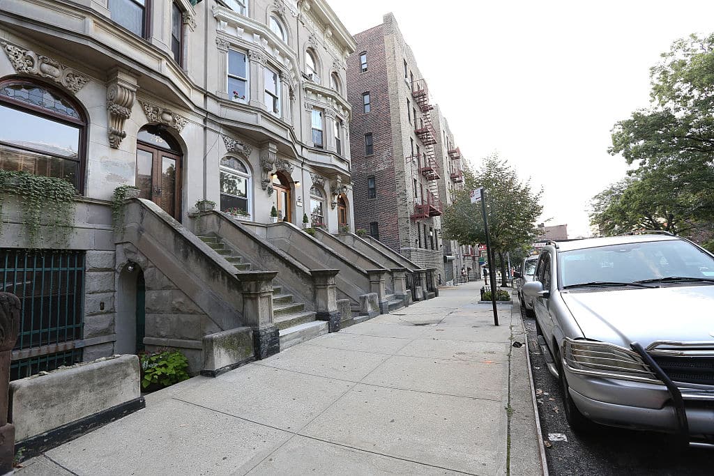 A view of the street block near E'Dena Hines' apartment building in the Washington Heights neighborhood on August 17, 2015 in New York City. E'Dena Hines, granddaughter of Morgan Freeman, was reportedly stabbed outside of the building on August 16, 2015 and later passed away from the injuries she sustained. (Photo by Rob Kim/Getty Images)