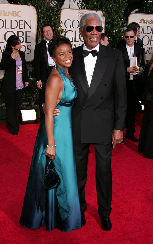 Actor Morgan Freeman and step granddaughter E'Dena Hines arrive to the 62nd Annual Golden Globe Awards at the Beverly Hilton Hotel January 16, 2005 in Beverly Hills, California. (Photo by Kevin Winter/Getty Images)