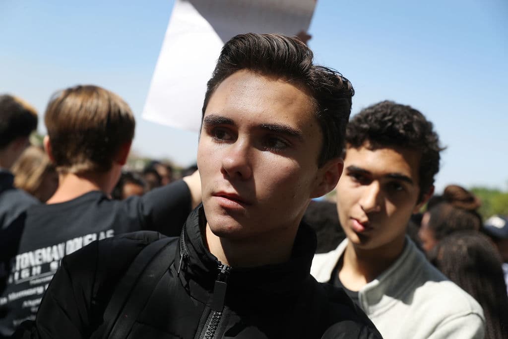 David Hogg participating in a protest against gun violence. (Getty Images)