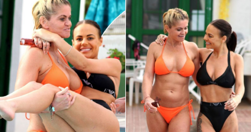 Bikini clad Danniella Westbrook gets cozy with Chantelle Connelly in Gran Canaria