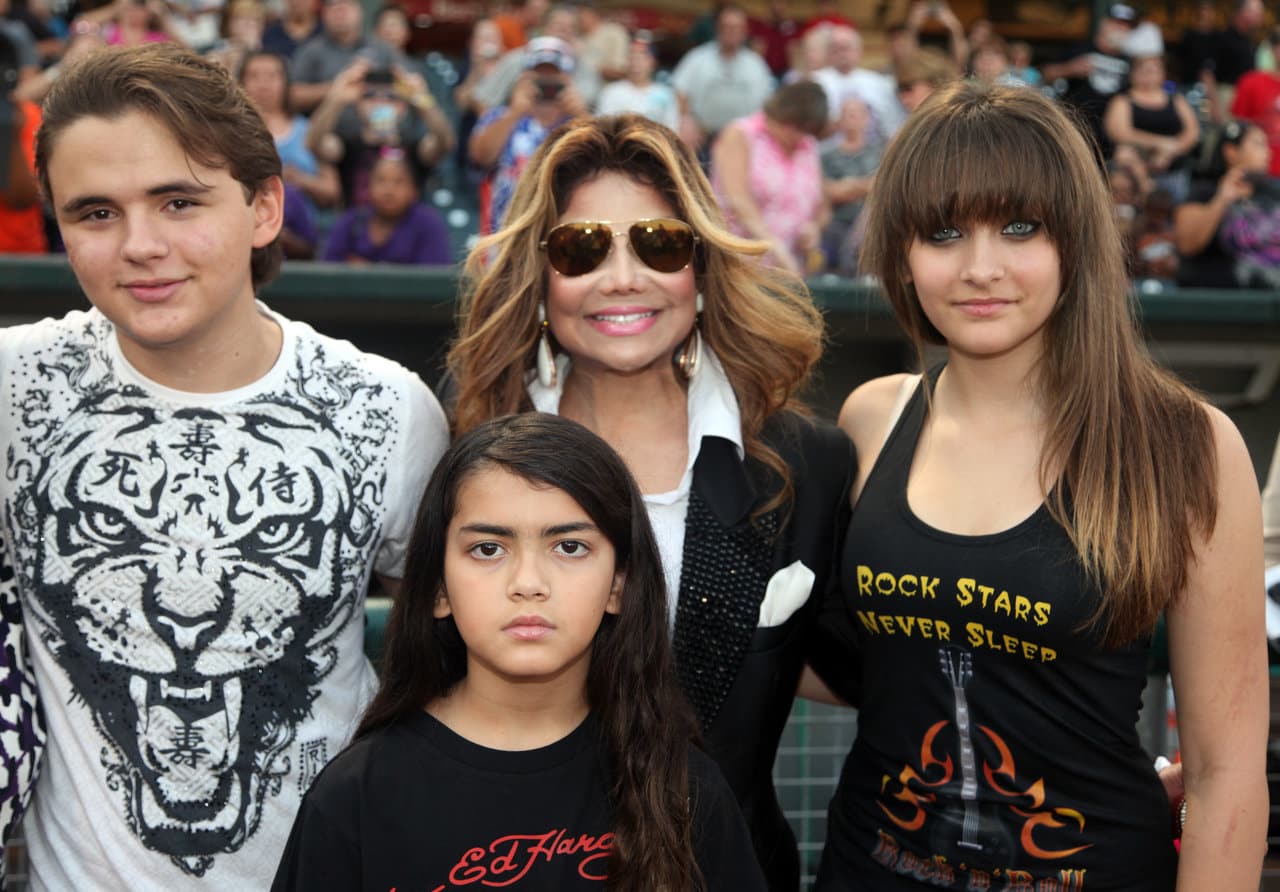 Prince Jackson, La Toya Jackson, Prince Michael Jackson II and Paris Jackson attend the St. Paul Saints Vs. The Gary SouthShore RailCats baseball game at U.S. Steel Yard on August 30, 2012 in Gary, Indiana. (Photo by Tasos Katopodis/Getty Images)