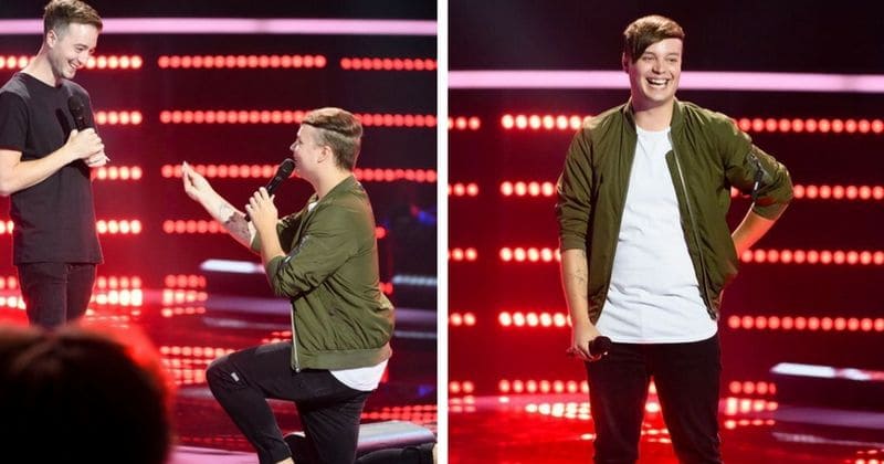 The Voice shocker! Contestant Nathan Brake makes television history as he proposes to his boyfriend on hit show