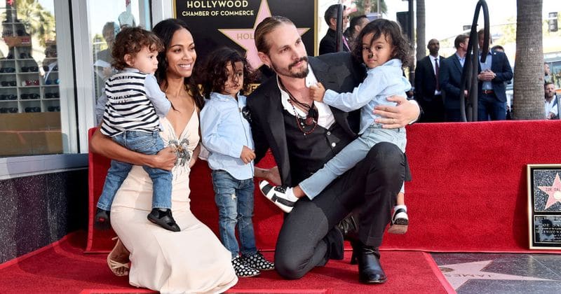 Zoe Saldana honored with star on Hollywood Walk of Fame, but it's her three adorable children that steal the show