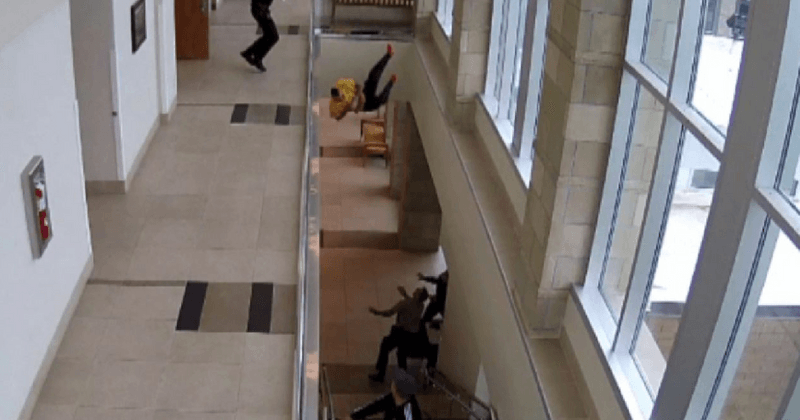 Man arrested on drug charges flees courtroom and jumps off second-floor balcony in attempt to escape