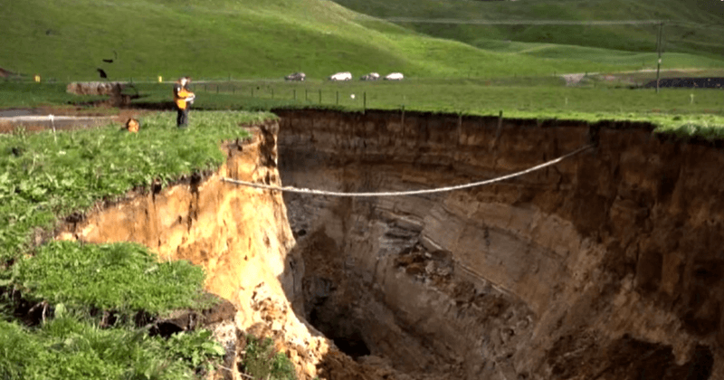 Massive 6-storey-deep sinkhole opens up on New Zealand farm