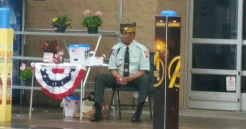 Walmart slammed for making veteran who was raising money for VFW sit outside in the rain