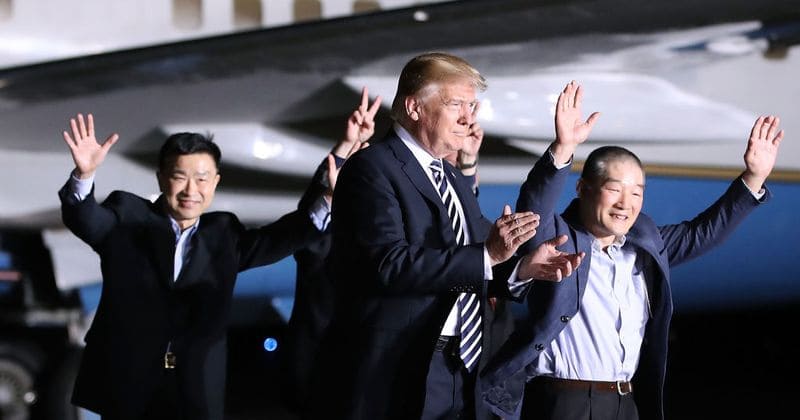 When the three American hostages were released by North Korea, President Trump was there to greet them
