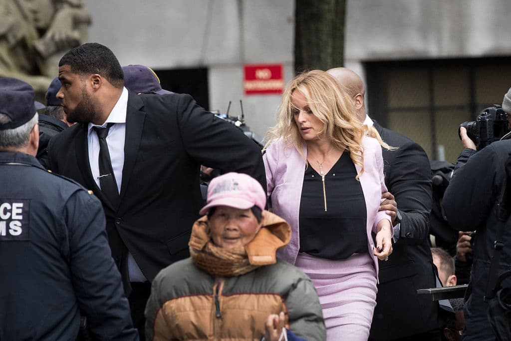 Adult film actress Stormy Daniels (Stephanie Clifford) arrives at the United States District Court Southern District of New York for a hearing related to Michael Cohen, President Trump's longtime personal attorney and confidante, April 16, 2018 in New York City. (Photo by Drew Angerer/Getty Images)