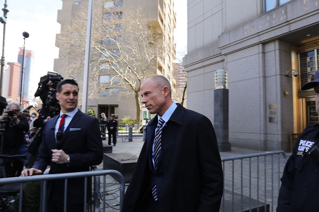 Stormy Daniels' lawyer Michael Avenatti speaks with media after leaving the United States District Court Southern District of New York after a hearing related to Michael Cohen, President Trump's longtime personal attorney and confidante on April 26, 2018 in New York City. (Photo by Spencer Platt/Getty Images)
