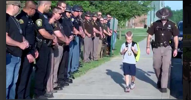 5-year-old boy gets escorted by 70 police officers to school after hero cop dad dies in line of duty