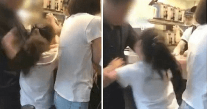 Elderly man mercilessly beats his granddaughter after she stopped him from cutting a line