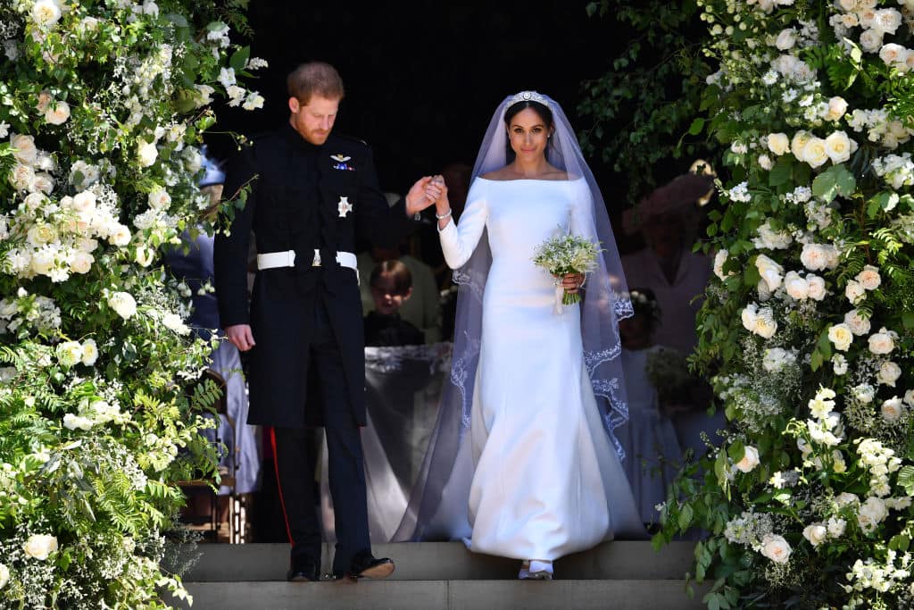 Meghan Markle chose a modest white bridal gown designed by Givenchy's Clare Waight Keller for her wedding (Getty Images)