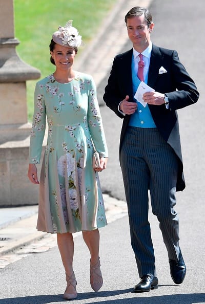 Pippa Middleton and her husband arrive at St George's Chapel at Windsor Castle before the wedding of Prince Harry to Meghan Markle on May 19 (Getty Images)