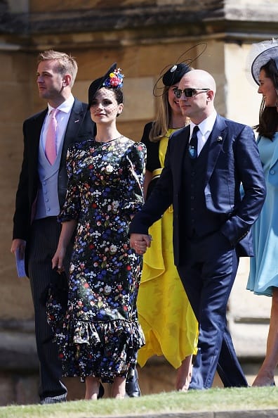 Charlotte Riley arrives at St George's Chapel at Windsor Castle before the wedding of Prince Harry to Meghan Markle on May 19, 2018 in Windsor, England. (Getty Images)