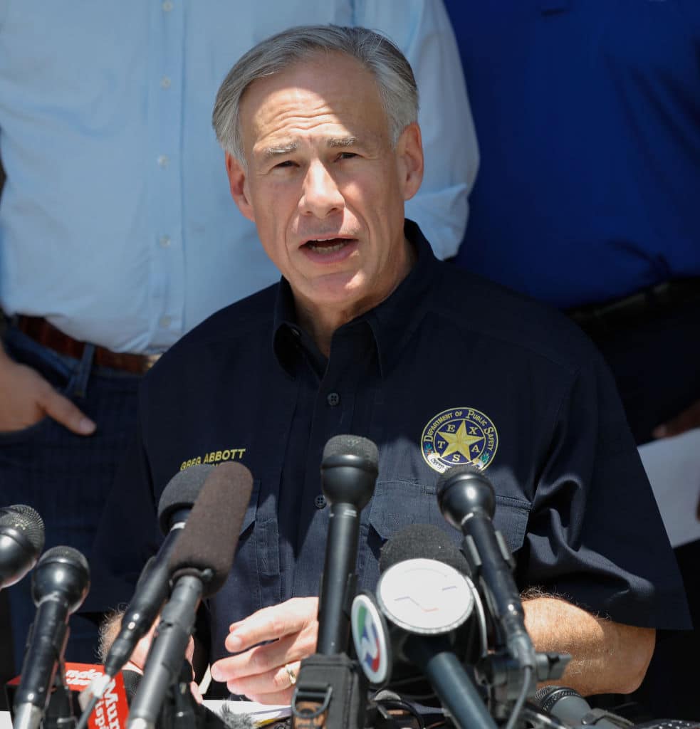 Texas Gov. Greg Abbott speaks during a press conference about the shooting incident at Santa Fe High School May 18, 2018, in Santa Fe, Texas. (Photo by Bob Levey/Getty Images)