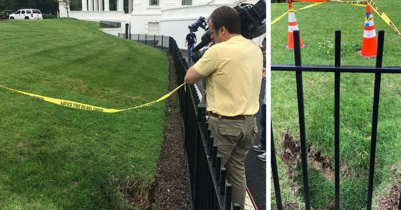 Sinkhole opens up on White House lawns and everyone's got an explanation