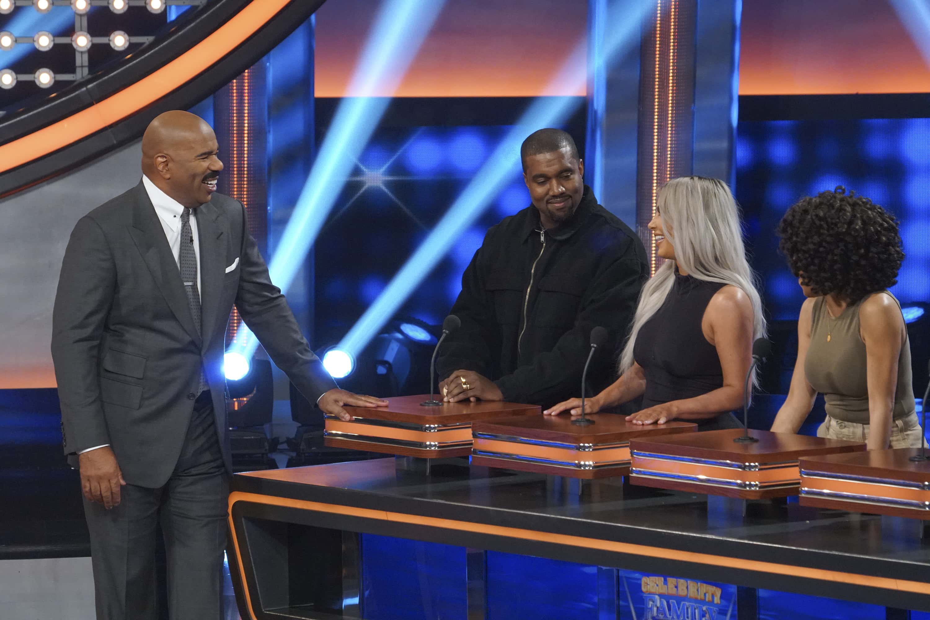 It's the Wests versus the Kardashians on an upcoming episode of Celebrity Family Feud (ABC)