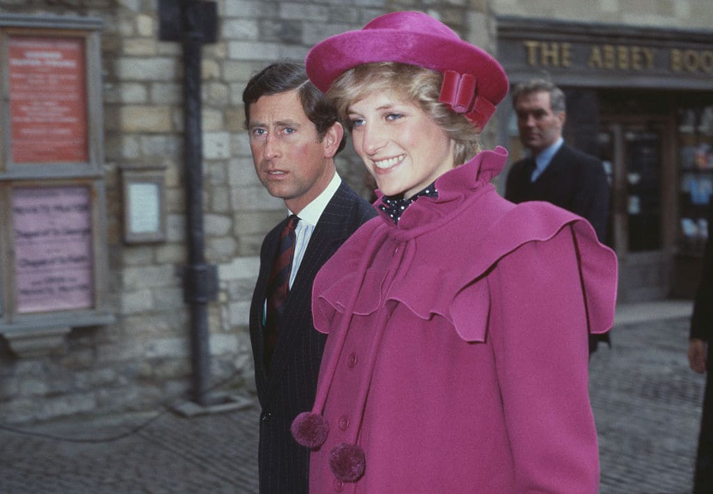 Prince Charles and Diana at Westminster Abbey, London, for a centenary service for the Royal College Of Music, 28th February 1982 (Photo by Fox Photos/Hulton Archive/Getty Images)