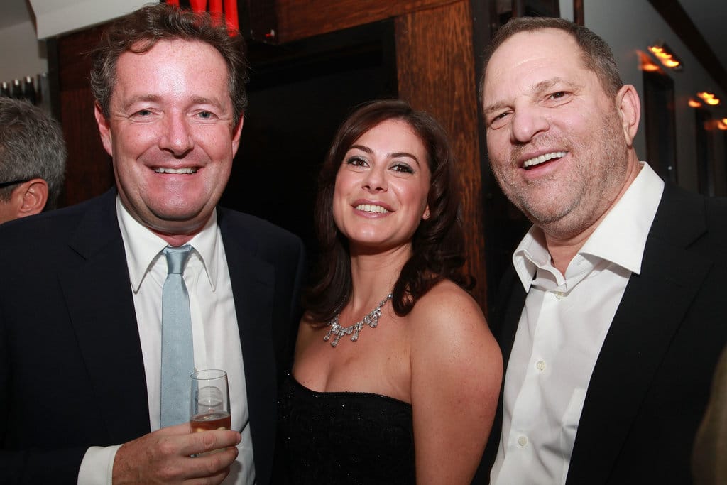 (L-R) TV personality Piers Morgan, Harvey Weinstein, Co-Chairman, The Weinstein Company and author Katie Nicholl attend a cocktail party at Cipriani Downtown for 'William and Harry: Behind the Palace Walls' published by Weinstein Books on November 9, 2010 in New York City. (Photo by Astrid Stawiarz/Getty Images for Weinstein Books)