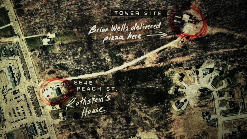 Brian Wells delivered pizza to the Rothstein residence and was then sent on the scavenger hunt (Netflix)