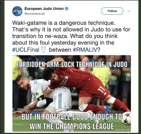 European Judo Union's tweet about Salah's takedown. (Twitter)