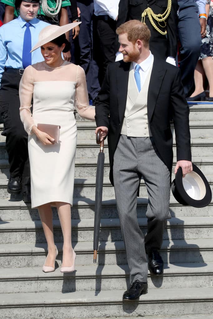 Prince Harry and Meghan at Buckingham Palace on May 22 in London (Photo by Chris Jackson/Chris Jackson/Getty Images)