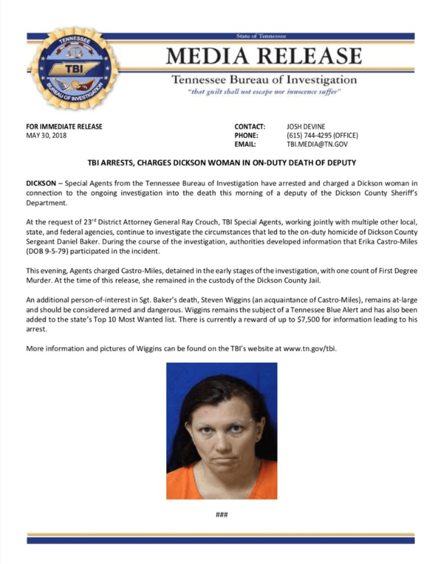 Erika Castro-Miles says that Wiggins had allegedly been "doing meth all night and smoking marijuana" (Twitter)